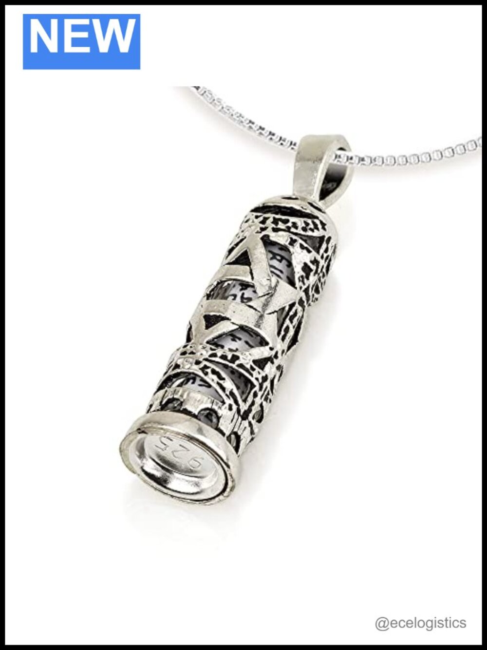 925 Sterling Silver Mezuzah Necklace Star of David Pendant Jewish Gift